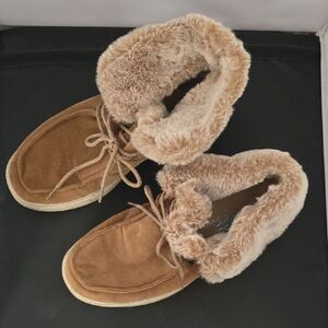 Bobs By Sketcher Spipper Booties, Corduroy upper, Cozy Tan Fur-Lined. W8
